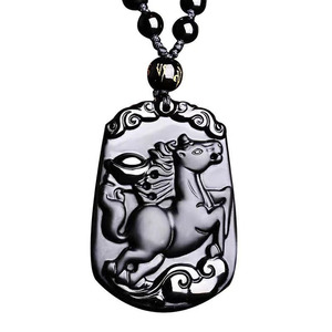 Blues all'ingrosso naturale nero fortunato collana di pietra di <span class=keywords><strong>ossidiana</strong></span> ciondolo zodiaco <span class=keywords><strong>segno</strong></span> animale cinese per gioielli feng shui - Product Image 5
