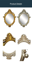 Cadre de miroir ovale baroque antique pour miroir de 40,5x50,5 cm, 62x85 cm en tout, cadre français vintage sculpté or et argent (cadre seul)