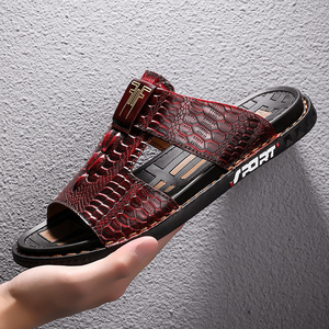 Sandales d'été décontractées en cuir pour hommes, tongs à bout ouvert, grandes tailles 38-45, antidérapantes - Product Image 2