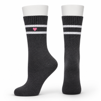 Chaussettes en coton pour femmes, motif cœur, rayées, avec bord côtelé, mignonnes, décontractées, tendance, douces, respirantes, chaussettes fantaisie