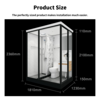 Module de salle de bain préfabriqué de luxe YEETE - Salle de bain modulaire tout-en-un avec receveur de douche et porte vitrée battante pour hôtels et hôpitaux de luxe