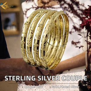 22K <b>Solid</b> <b>Gold</b> <b>Bangle</b> Set for Women Traditional Indian Kada Pair Elegant Handcrafted Wedding Party Jewelry - Product Image 2