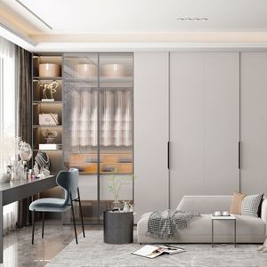 <span class=keywords><strong>Armadio</strong></span> Moderno Personalizzabile in Legno Massello con <span class=keywords><strong>Ante</strong></span> Scorrevoli e Specchio per Camera da Letto - Product Image 1