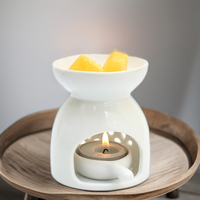 Brûleur de Cire Fondante en Céramique Blanche à Motif Étoile, Support pour Fondants Aromatiques Assortis, Brûle-Parfum d'Intérieur pour Huiles Essentielles
