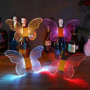 LED Butterfly Champagne Bottle Decor Glow Stick Acrylic Novelty Bar Party Prop - Product Image 2
