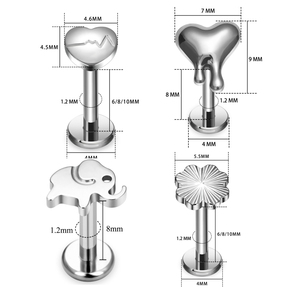 ASTM F136 titanio 16G pendientes internamente hilo Luna estrella Cruz Labret labio Stud <span class=keywords><strong>oreja</strong></span> cartílago hélice Tragus Piercing joyería - Product Image 2