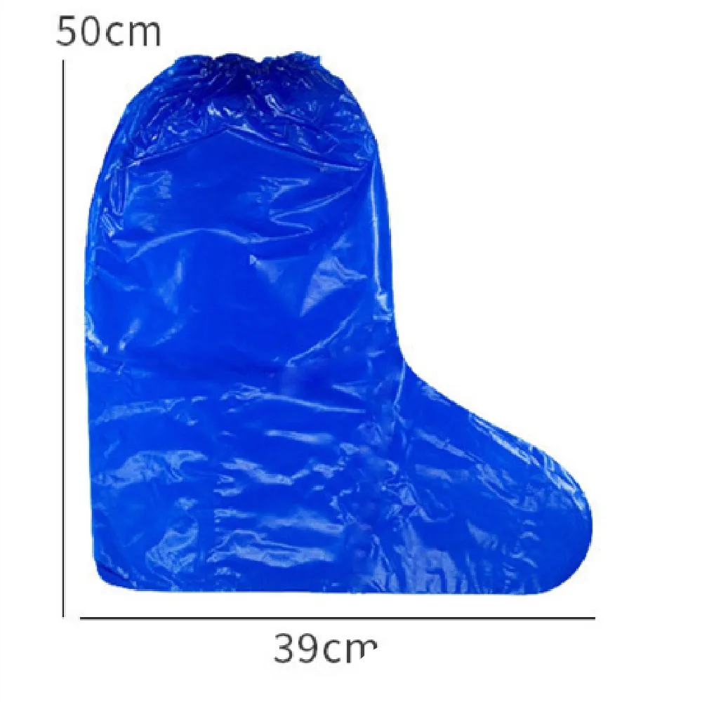 transparent/Blue Plastic Rain Boots Outdoor Anti-slip Reusable Man Woman shoes PE Shoe Cover