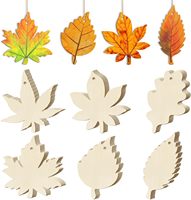 36 pièces d'ornements d'automne en bois, 6 styles, à personnaliser, feuilles d'érable, dinde, citrouille, découpes d'Halloween