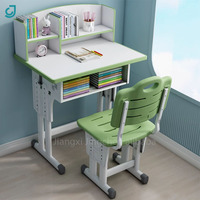 Nouveau Bureau d'Apprentissage Ergonomique pour Enfants avec Bibliothèque, Meuble de Maison, Ensemble Table et Chaise d'Étude à Hauteur Réglable pour Enfant