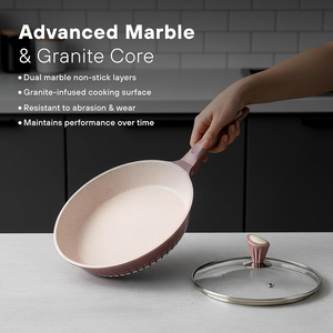 High Quality Modern Non-stick Coated Pot <b>Pan</b> Glass Lids Soft Touch Handles Die <b>Cast</b> Ceramic 9 Piece Aluminum Cookware Set - Product Image 4