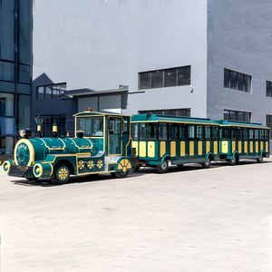 Train touristique de loisirs à vapeur 72 places, wagon ouvert, bus diesel sans rail pour passagers, train routier touristique pour parc d'attractions - Product Image 1