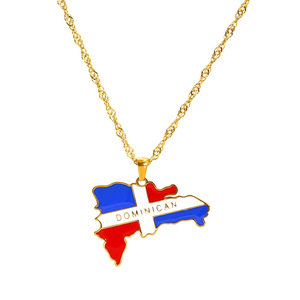 Nueva moda 18K chapado <span class=keywords><strong>en</strong></span> oro multicolor goteo de aceite mapa del país collares colgantes de moda mapa del mundo collar de bandera de color - Product Image 5