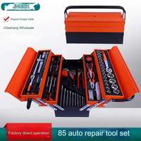 Juego de Herramientas para Reparación de Automóviles LIKO de 85 Piezas, Estuche Rígido Plegable de 3 Niveles, Llave de Trinquete Combinada, Llave de Tubo, Herramienta de Acero con Alto Contenido de Carbono