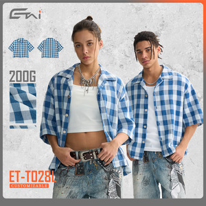<span class=keywords><strong>Camisa</strong></span> de <span class=keywords><strong>Manga</strong></span> <span class=keywords><strong>Corta</strong></span> a Cuadros con Cuentas de Algodón Denim de Alta Calidad para <span class=keywords><strong>Hombre</strong></span>, Estilo Moderno, Marca Dreaming Lion - Product Image 5