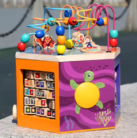 Cube d'activités en bois multifonctionnel Montessori à 6 faces avec mini abaque et labyrinthe de perles pour enfants