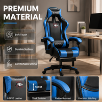 Fauteuil de jeu AOR avec surface en cuir, design ergonomique, base inclinable et pivotante - pour la maison, le bureau et les cybercafés
