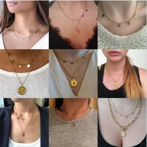 <span class=keywords><strong>KALEA</strong></span> Collier chaîne à maillons en acier inoxydable Pendentif pièce de monnaie multi-ronde personnalisé Plaqué or Cadeau de mode élégant pour femme - Product Image 6