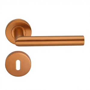 Customized Modern Stainless Steel Rose Gold Square Key Type Exterior Door Lever Lock for Apartment Doors with Easy Installation - Product Image 4