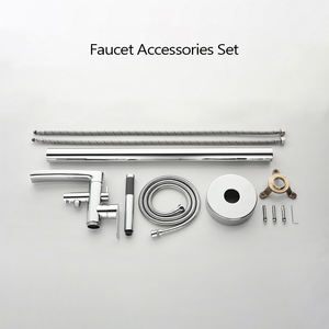 Grifo de bañera <span class=keywords><strong>real</strong></span> de pie, cromado, <span class=keywords><strong>cascada</strong></span> pulida, grifo de caño de bañera con ducha de lluvia - Product Image 6