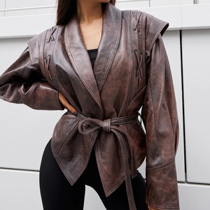 <span class=keywords><strong>Blazer</strong></span> da <span class=keywords><strong>Donna</strong></span> con Collo a Scialle Vintage Giacca Monopetto Cappotto in <span class=keywords><strong>Pelle</strong></span> con Cintura Sehe Fashionbisou - Product Image 1