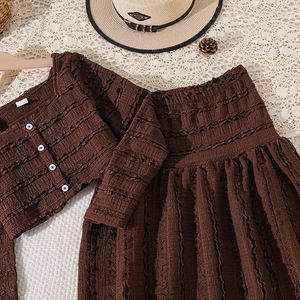 Set di Abbigliamento per Ragazze Autunno 2026, Camicia a Maniche Lunghe Marrone e <span class=keywords><strong>Gonna</strong></span>, 2 Pezzi, Outfit alla Moda - Product Image 6