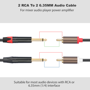 <span class=keywords><strong>Cable</strong></span> Adaptador de Audio Estéreo Dual de 1/4 Pulgada TS 6.35mm Macho a Doble RCA Macho, Canal Dual para Mezclador de DVD, Amplificador, <span class=keywords><strong>Altavoz</strong></span> - Product Image 4