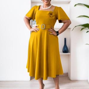 Camicie Eleganti da Donna con Fiori sul Petto, Vestiti Estivi a Maniche Corte con Scollo a V, <span class=keywords><strong>Abiti</strong></span> Casual per Ufficio di <span class=keywords><strong>Prima</strong></span> <span class=keywords><strong>Classe</strong></span> - Product Image 3