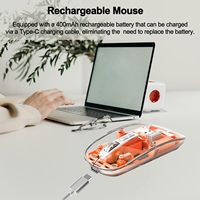 Souris optique sans fil mini transparente, ultra-fine, silencieuse, rechargeable, avec rétroéclairage LED pour le gaming, en stock