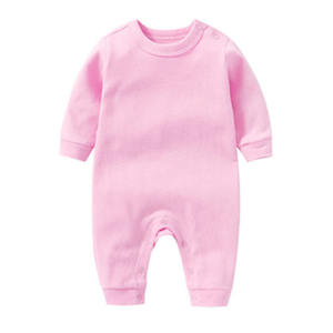 Combinaison en coton à manches longues pour bébé avec fermeture à boutons cachés Unisexe Nouveau-né Couleur unie <span class=keywords><strong>Pyjama</strong></span> toutes saisons - Product Image 3