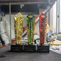 Trophée en métal et cristal haut de gamme, créatif, pour réunion annuelle, souvenir pour personnel excellent, prix en verre personnalisé 29*8cm 1.6kg, durable, gravure laser