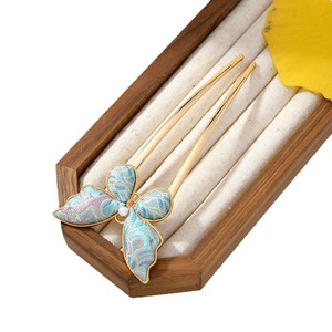 Épingles à cheveux en brocart Song faites à la main, épingles à cheveux créatives en tissu avec papillons, épingles à cheveux de style antique, rétro - Product Image 5