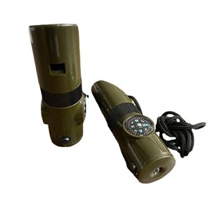 Survival Whistle With Led Light Thermometer Compass Military Green Compact For Camping Outdoor Use - Product Image 3