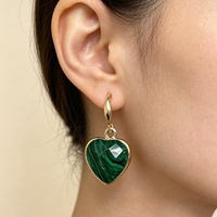 Boucles d'oreilles pendantes en forme de cœur en pierre naturelle turquoise style bohème, bijoux classiques en laiton plaqué or, tendance