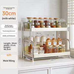 Étagère à épices multifonctionnelle à <span class=keywords><strong>trois</strong></span> niveaux en acier inoxydable classique et durable pour <span class=keywords><strong>le</strong></span> comptoir de cuisine, avec support pour baguettes - Product Image 6