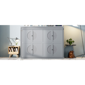<b>Queen</b> Size Murphy <b>Bed</b> Wall <b>Bed</b> Gray <b>Storage</b> Cabinet <b>With</b> Doors For Small Spaces - Product Image 5