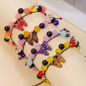 Butterfly Beaded <b>Bracelet</b> Colorful <b>Crystal</b> Zinc Alloy Women's Jewelry Gift Fashion Accessory - Product Image 1