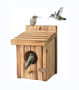 Goods in stock Pine Wood Outdoors Birdhouse wholesale Humming Bird Houses Wooden Crate Hanging Small Bird House Wooden Nest Box