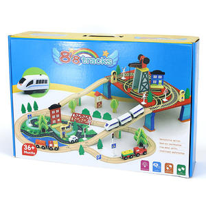 COMMIKI Tren Eléctrico <span class=keywords><strong>Thomas</strong></span> de Madera de Haya para Niños, 88 Piezas, Juguete de Madera para Ensamblar con Doble Vía, Caja de Regalo DIY, Venta al por Mayor - Product Image 4