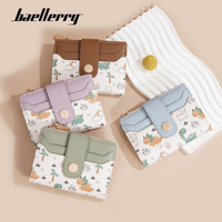 Baellerry dompet pendek wanita, kantung koin bercetak kartun lucu banyak slot kartu