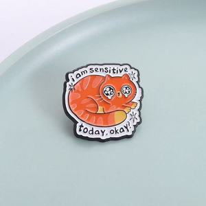 Broches de Esmalte con Frases Motivadoras, Soy Sensible <span class=keywords><strong>Hoy</strong></span>, Estilo Caricatura, para Amantes de Animales, Joyería - Product Image 2