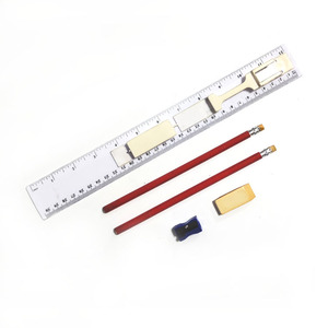 Juego de 5 reglas de plástico con lápiz de madera, borrador y sacapuntas, set de papelería para niños - Product Image 4