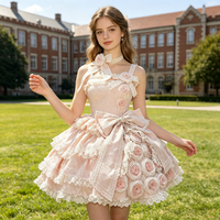 Robe de princesse élégante rose Confession Rose, jupe bouffante, style Lolita douce, pour femme adulte, tenue de cosplay pour fête d'anniversaire