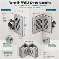 Diffuseur d'air carré moderne en acier inoxydable pour système de ventilation, installation facile