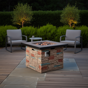 Oasis 32 Inch Square Propane <b>Fire</b> <b>Pit</b> <b>Table</b> With Cover And Lava Rocks For Patio Outdoor Entertaining - Product Image 2
