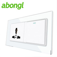 Interrupteur blanc ultra-mince 5 interrupteurs 1 voie norme européenne 45A IP66 avec 2 prises par Abongl