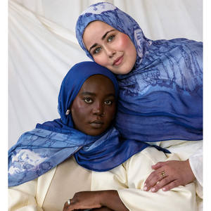 Nouveau Voile Tissé en Modal Imprimé Effet Aquarelle Pierre, Respirant, Léger et Doux en Polyester Viscose Coton, Hijab Musulman Pour Femme - Product Image 2