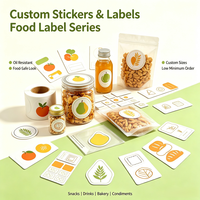 Étiquettes personnalisées en vinyle pour aliments, résistantes à l'huile, conformes aux normes alimentaires, en rouleau, prédécoupées pour boulangerie, snacks, boissons, bougies