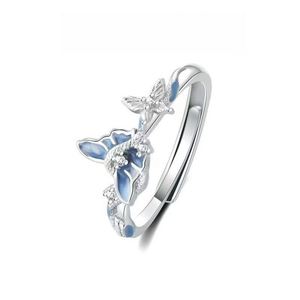 Bague papillon en cuivre bleu pour femmes, plaquée or, zircon de haute qualité, mode moderne, polyvalente, créative - Product Image 4