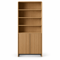 Armoire à vin haute en bois avec portes cannelées et étagères ouvertes, meuble de rangement et présentoir à vin pour salle à manger, cuisine, maison