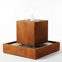 Fontaines d'eau de jardin sur mesure en acier corten, table d'eau ronde extérieure et fontaine avec dimensions personnalisables
